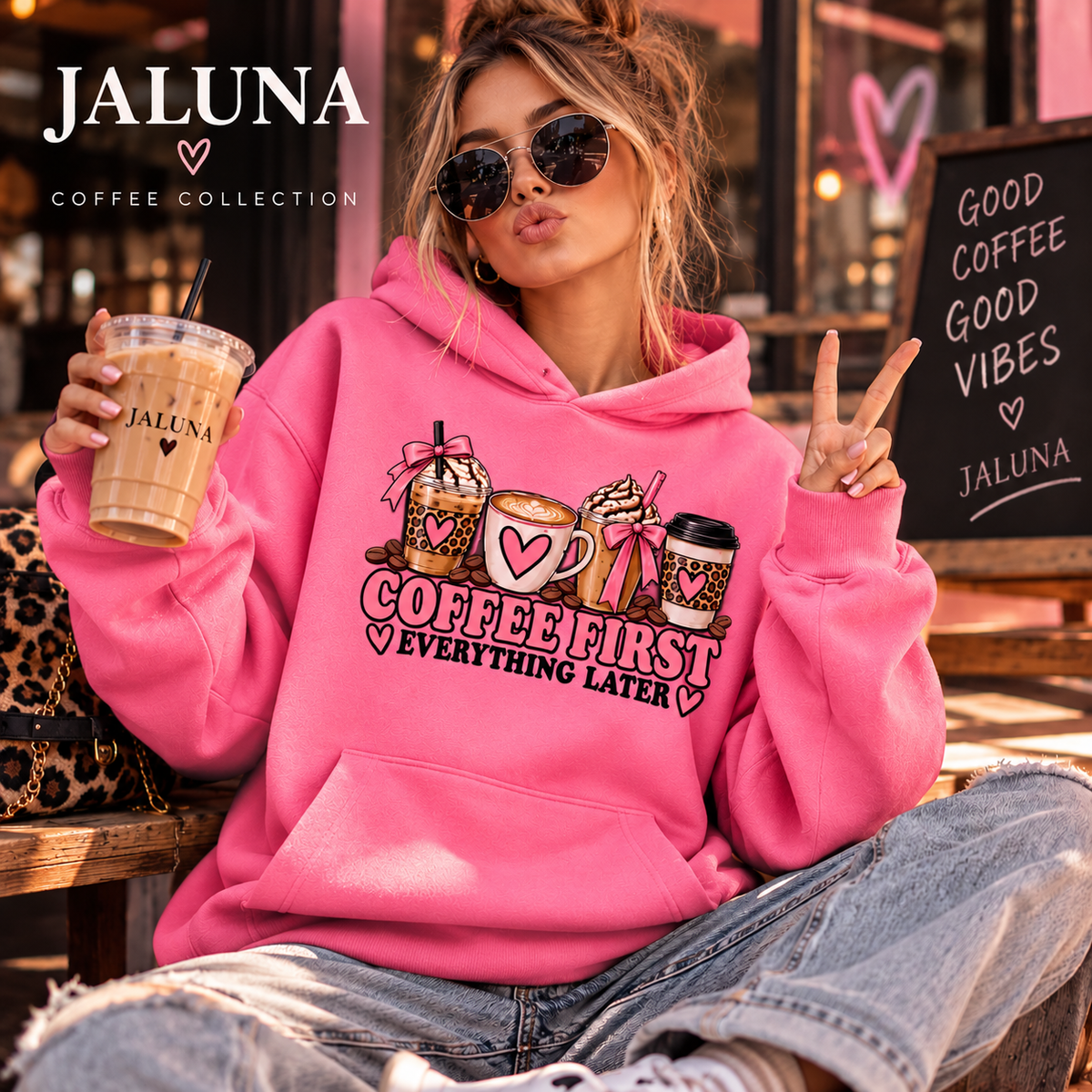 JALUNA COFFEE FIRST – Oversized Hoodie für Damen