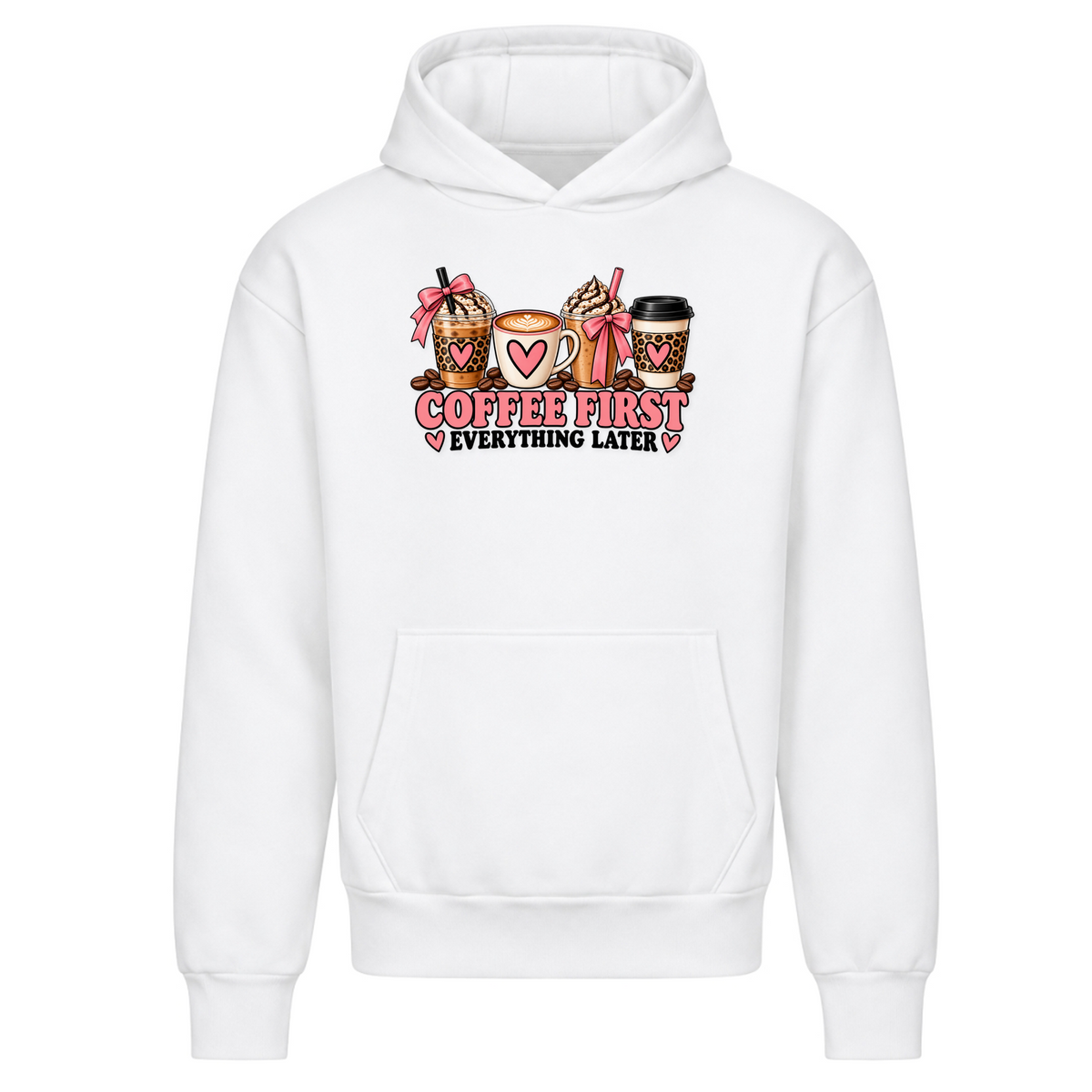 JALUNA Coffee First – Damen Oversize Hoodie | Coffee Collection - Arctic White