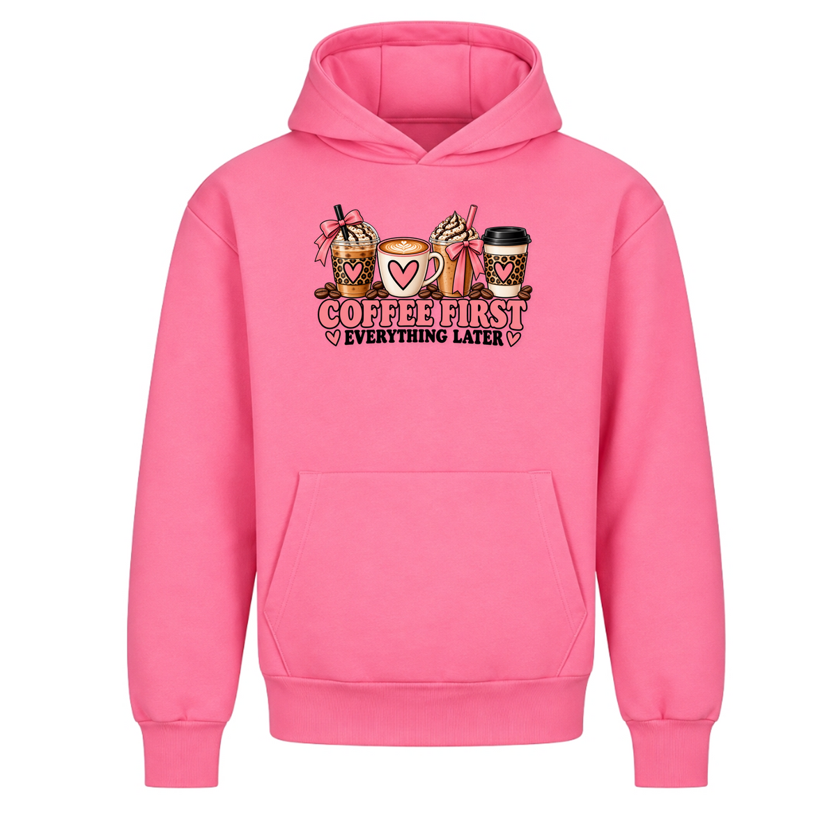 JALUNA Coffee First – Damen Oversize Hoodie | Coffee Collection - Bubblegum Pink