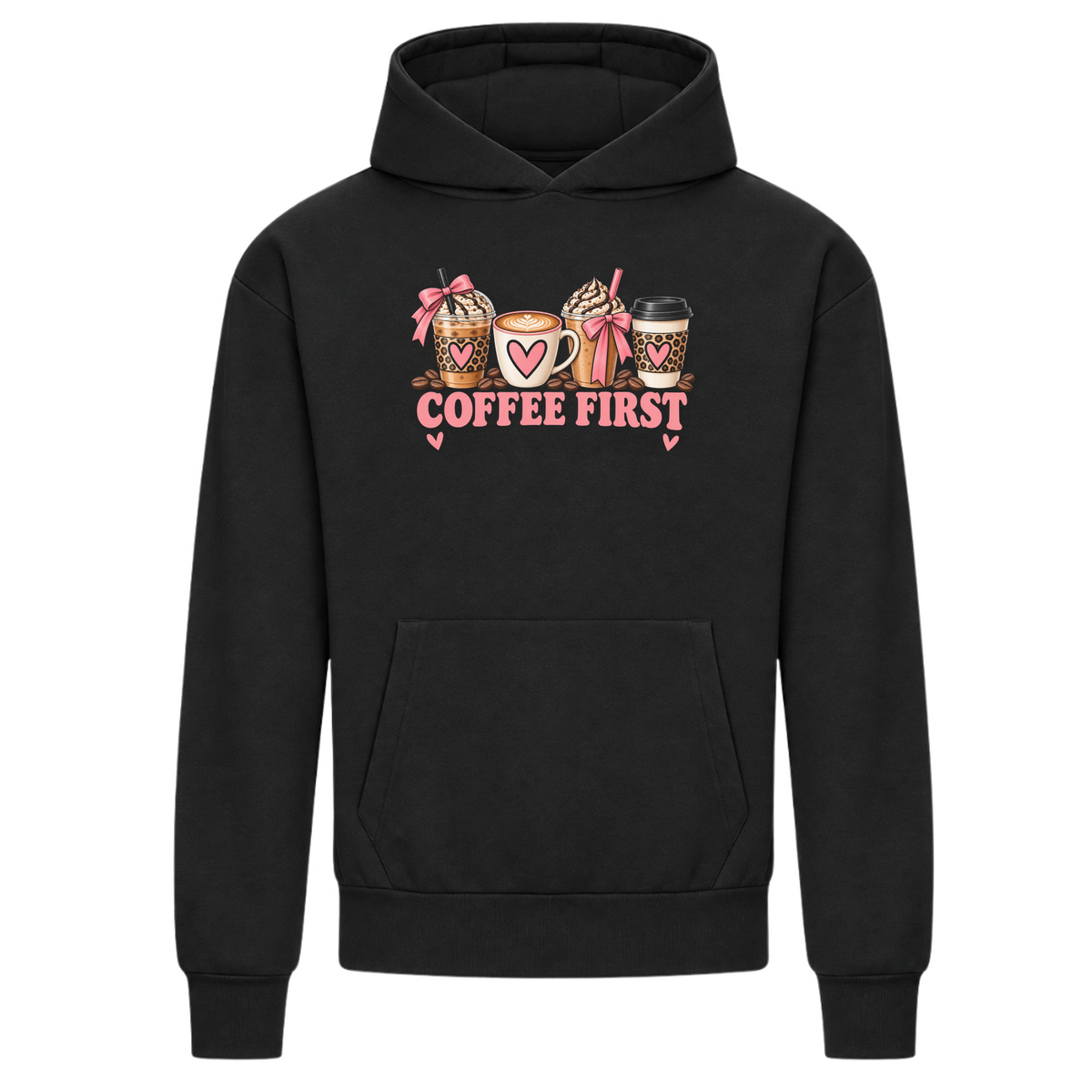 JALUNA Coffee First – Damen Oversize Hoodie | Coffee Collection - Deep Black