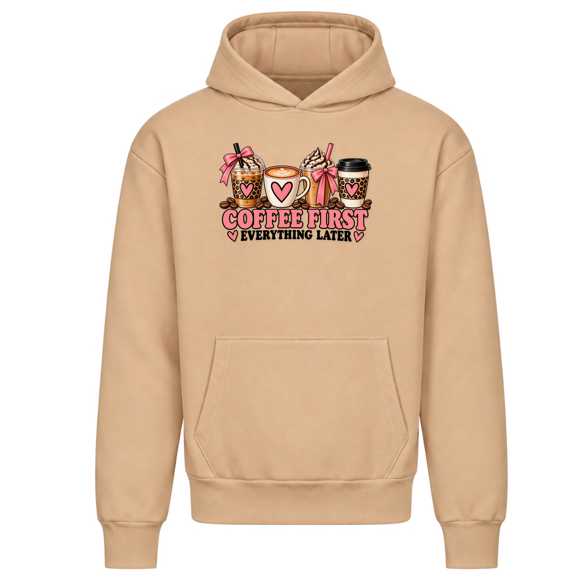 JALUNA Coffee First – Damen Oversize Hoodie | Coffee Collection - Desert Sand