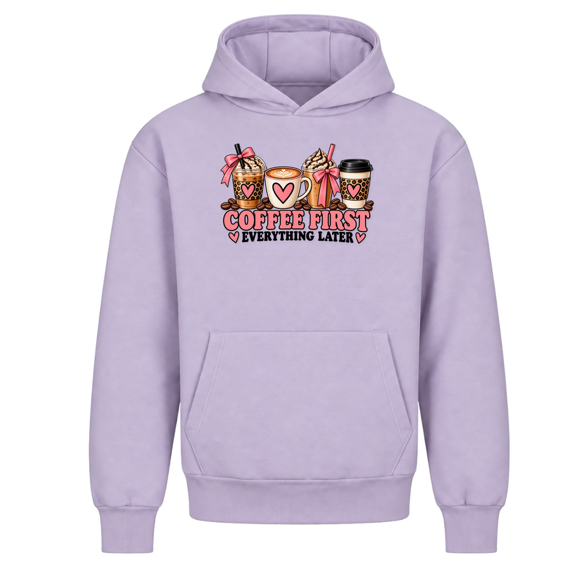 JALUNA Coffee First – Damen Oversize Hoodie | Coffee Collection - Lilac