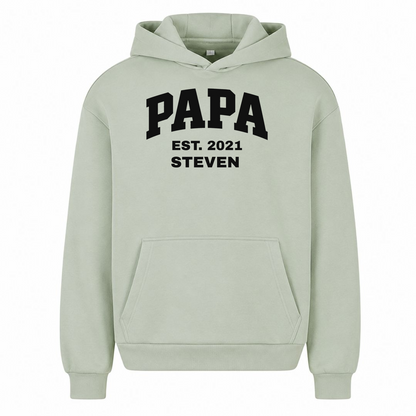 PAPA – Personalisierter Oversized Hoodie mit Kindername & Geburtsjahr - light asphalt