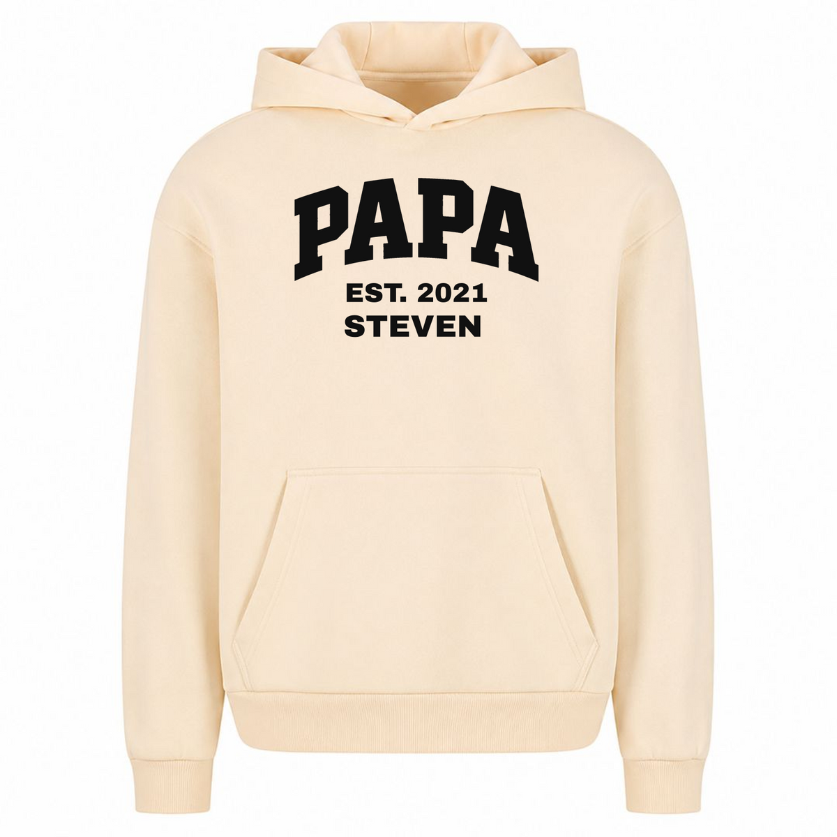 PAPA – Personalisierter Oversized Hoodie mit Kindername & Geburtsjahr - White Sand