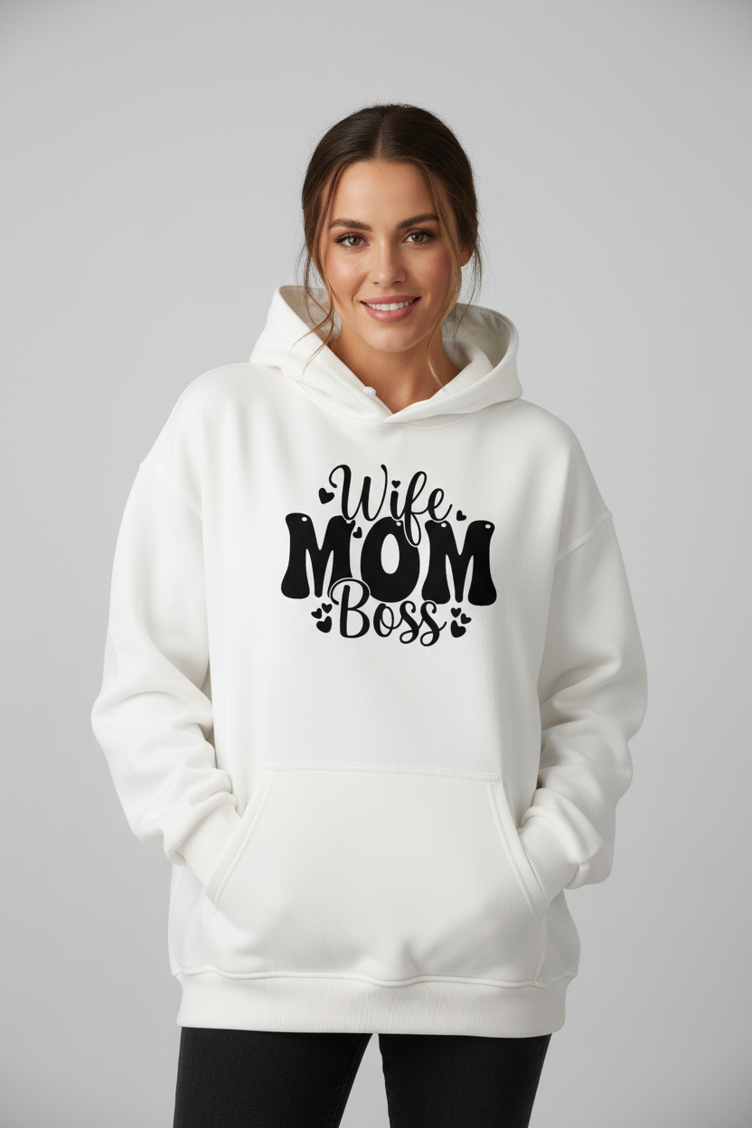 Wife Mom Boss Hoodie - Front Studio